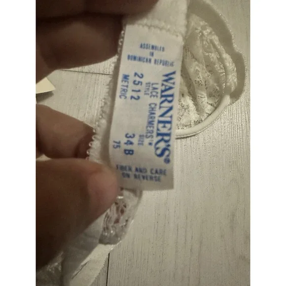 NWT Vintage Warner's Lace Charmers Bra Sz 34B White Lace Unlined 2512 - Picture 5 of 5